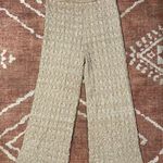 Lulus Twice the Cozy Beige Cable Knit Wide-Leg Lounge Pants Boho Hippie Large Photo 3