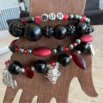 Handmade Horror Movie themed bracelet stretchy stackable charm bracelet black red Photo 9