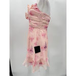 Lulus Lulu’s Pink Floral Fairy Ruffle Mini Party Dress Ruched Bodice Medium NEW Photo 4