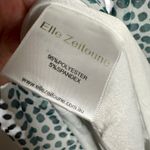 Elle Zeitoune Grace White Teal Polka Dot l Halter High Neck Formal Gown Large Blue Photo 11