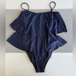 J.Crew Navy Blue Tiered Strapless or Spaghetti Strap One Piece Swimsuit Size 4 Photo 11
