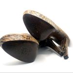Stuart Weitzman BROWN & BLACK LEATHER ANIMAL PRINT SNAKESKIN EMBOSSED HEELS (9) Photo 8