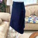 ZARA Asymmetric Ribbed Midi Skirt in Navy Blue Photo 3
