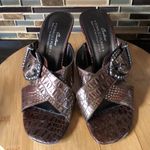Donald J Pliner Nossi expresso faux alligator print slides heels sandals sz 8.5‎ Brown Photo 3