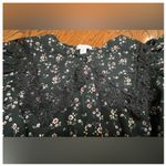 Topshop  Mini Dress Womens 8 Black Floral Long Sleeve Ruffle Collar Photo 7