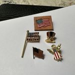 Lot Of 5 Brooch Pins American Flag / Angel / Hat Red White & Blue Patriotic Photo 4