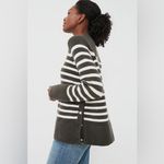 Tuckernuck Evergreen and Ivory Stripe Bonnie Sweater Button Sides Crewneck Photo 1