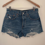 Levi's 501 Cutoff Denim Shorts Distressed Frayed Hem Blue Jean W27 Photo 0