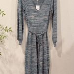 Kivari Naomi V Neck Knit Midi Dress in Teal Marble US6 NWT Blue Size 6 Photo 1