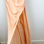 Lulus NEW  Red Carpet Romance Peach Satin Square Neck Maxi Dress Formal Medium Photo 6