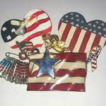 Lot of 7 Red White Blue Stripes & Stars American Flag Pins Brooches Photo 1
