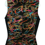 Coldwater Creek  Vest Womens Small Black Multi Color Stitching Full Zip Fleece Photo 0