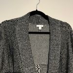 J. Jill Sweater Open Front Cardigan Duster Black White Patchwork Wool Blend XL Photo 3
