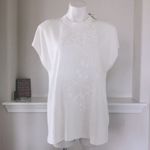 Anne Klein  Sweater Embellished Knit Top Mock Neck Pullover White Size XL NWT Photo 4