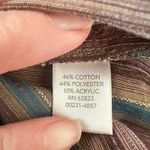 Christopher & Banks Christopher Banks Womens XL Brown Striped Ruffle Button Top Boho Earthy Office Photo 6