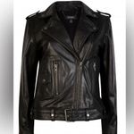 Muubaa Emilia Boxy Fit Black Genuine Sheep Leather Biker Moto Jacket UK6/US2 Size 2 Photo 0