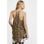 Free People NWOT Mimi Oversized Tank Top Tunic Sleeveless Black Gold Print Boho Photo 1