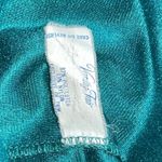 Vanity Fair Vintage  Velour Embroidered Housecoat Robe Small Turquoise 1/2‎ Zip Photo 5