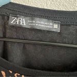 ZARA Leopard Print Black Base Crewneck T-Shirt High Low XL Photo 1