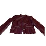 White House | Black Market  BURGUNDY GENUINE LEATHER PEPLUM JACKET (XL) Photo 9