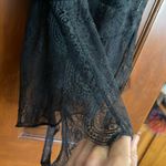 Victoria's Secret  Black Scallop V Neck Back Tie  Lingerie Romper Teddy Large Photo 2