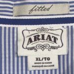 Ariat  Womens Fitted Western Shirt XL‎ Blue White Striped Long Sleeve Button Down Photo 6
