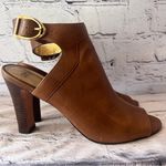 Johnston & Murphy  Women’s Brown Leather Ankle Peep‎ Toe Heels Size 8 Photo 1