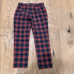 ZARA  Red and Black tartan Plaid Cropped ankle Pants 2 Photo 1