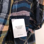 J.Jill  Brushed Cotton Modal Blend Bias Trim Plaids Blue‎ Button up Shirt M Photo 6