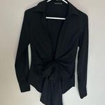 Pretty Little Thing Women’s Black Tie Front Shirt, Size 2 Photo 0