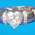 Moissanite Heart Ring Silver Size 6 Photo 0