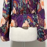 Band Of The Free New  Floral Print Long Sleeve Crop Blouse Purple Size Small Photo 16