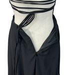 Lulus  Medium Mini Fit 'n Flare Dress Tie Ladder Racerback Lined Black Photo 7