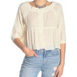 Free People  Sea to Shore Ivory Cropped Blouse Photo 0