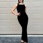 Harlow Vintage Black Velvet High Neck Sheer Panel Romantic Goth Gown Size 6 Photo 5