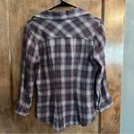 AQUA  Flannel Purple and Gray Plaid Button Down. Size XS Photo 5