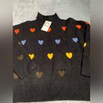 THML  heart knit Pattern Black Sweater small NWT Photo 2