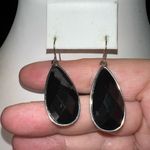 Goth Teardrop Black Crystal Earrings Photo 3