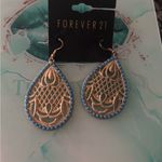 Forever 21 Gold and Blue Teardrop Earrings Photo 1