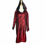 Ubu Reversible Parisian Opera Raincoat Small Black Red iridescent Pleated Hooded Photo 3