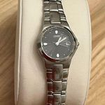 Citizen Eco-Drive Ladies Watch Black Dial WR100 Date Window Stainless Bracelet Photo 2