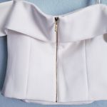 Eliza J  White Off Shoulder Scuba Cropped Top Photo 3