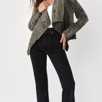 Lulus  Wild at Heart Olive Green Vegan Suede Moto Jacket L NWT Photo 2