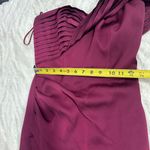 THEIA Size 0 Burgundy One Shoulder Satin Split Front Evening Gown Dress Sleek Red Photo 6