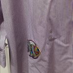 Las Olas Purple Striped Button-Down Shirt with Fish Embroidery Photo 2