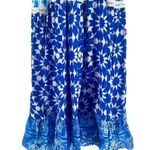 Rococo Sand Oriental Labyrinth Printed Sleeveless Tassel Lace Tiered Maxi Dress Blue Size XS Photo 14