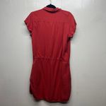 Blue Rain Short Sleeve Button Down Women's Shirt Red Orange Dress Size Medium Photo 6
