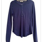 Zenana Outfitters Light Navy Long Sleeve Henley Top Photo 1