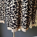 Leopard Cheetah Animal Print Pullover Sweater Leather Trim SZ XL Lightweight Black Photo 5
