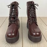 Olivia Miller Women's Freya Lug Sole Combat Booties 11M Brown Croc $95 Photo 1